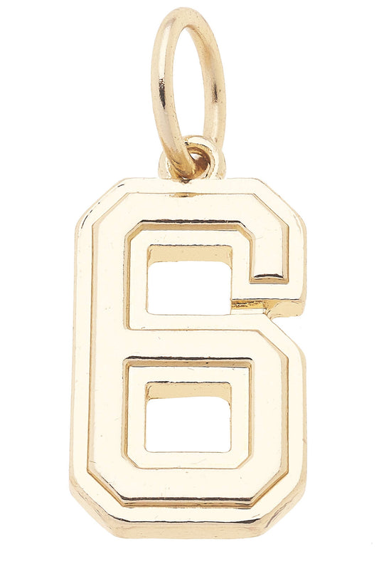 Number Charm in Shiny Gold: 6