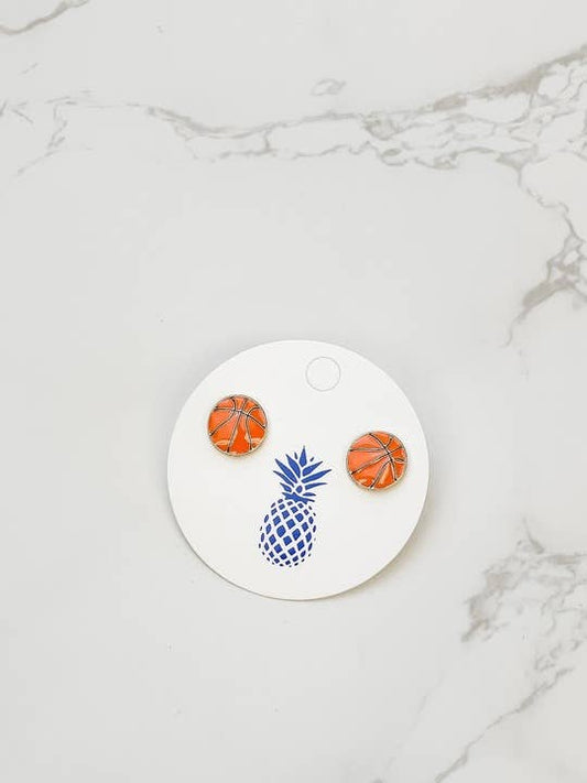 Basketball Signature Enamel Stud Earrings Prep Obsessed