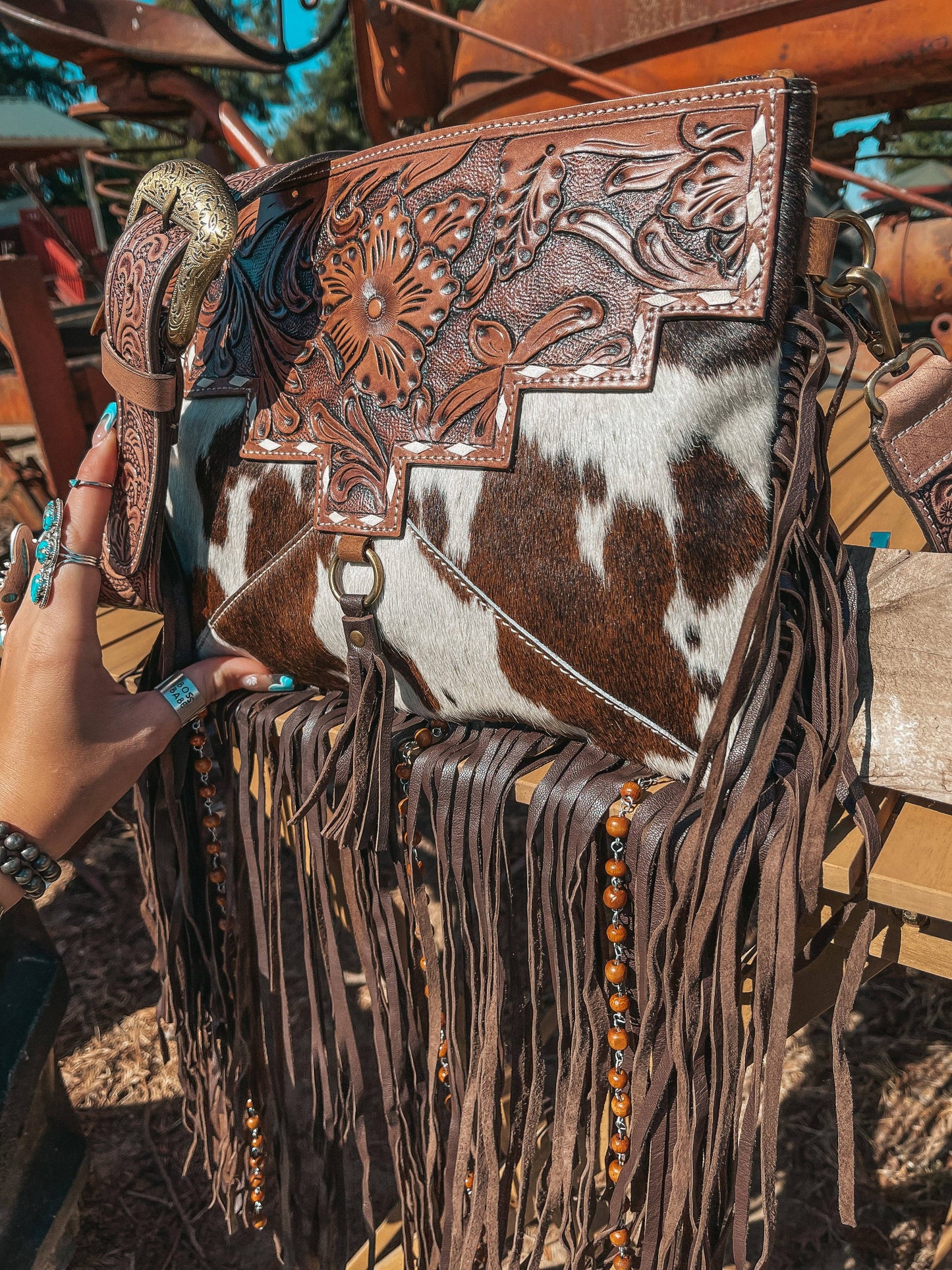 The Lancaster Cowhide Leather Tooled Purse Haught