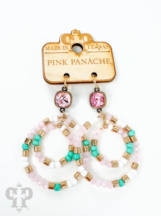 Double circle bead earring, Austrian crystal: Pink 1E647BLR15 PP