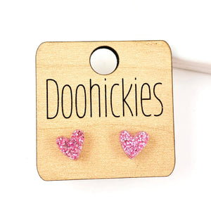 8mm Tiny Confetti Valentine Hearts - Valentines Earrings: Pink Doohickie