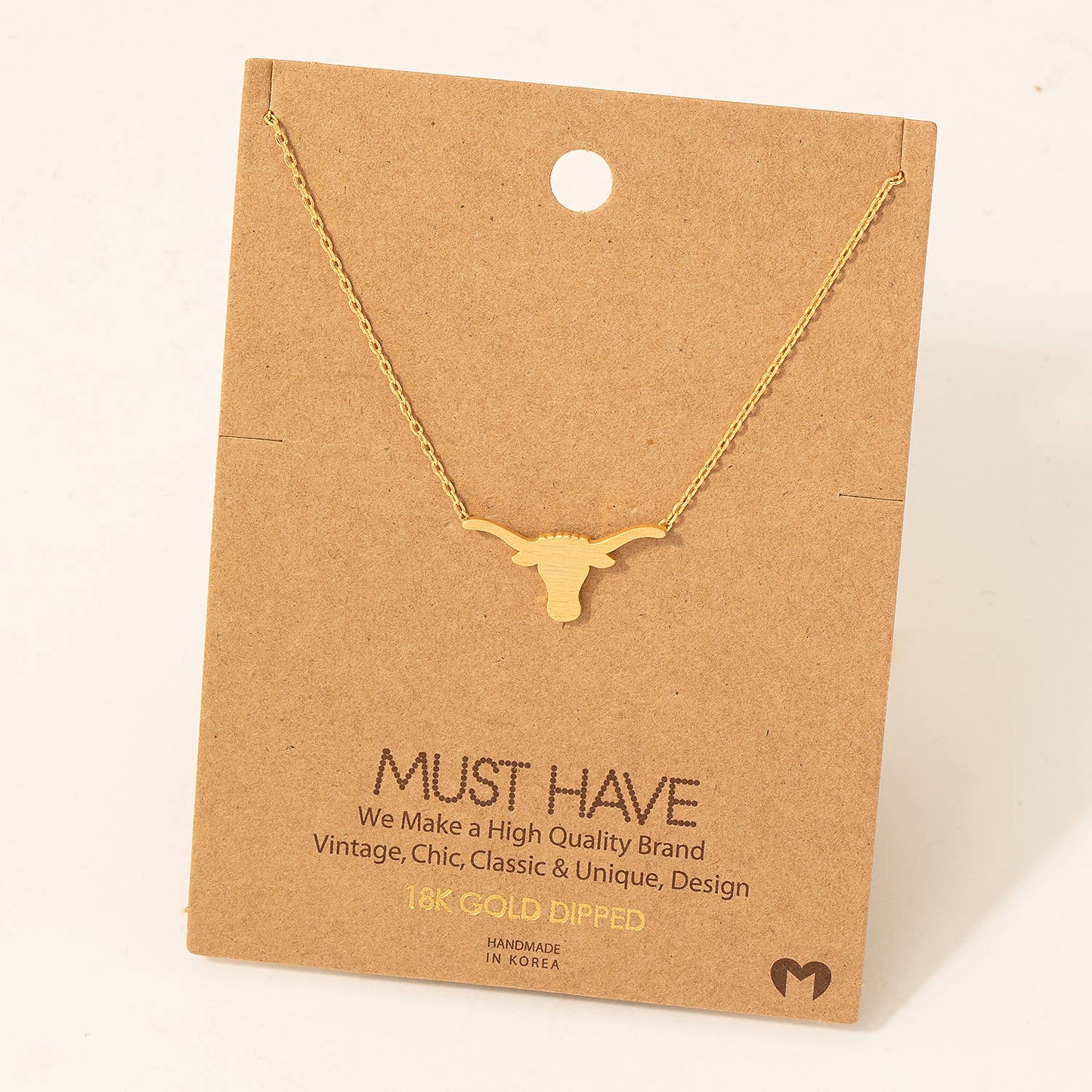 Dainty Bull Head Pendant Necklace: G
