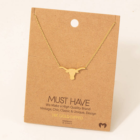 Dainty Bull Head Pendant Necklace: G