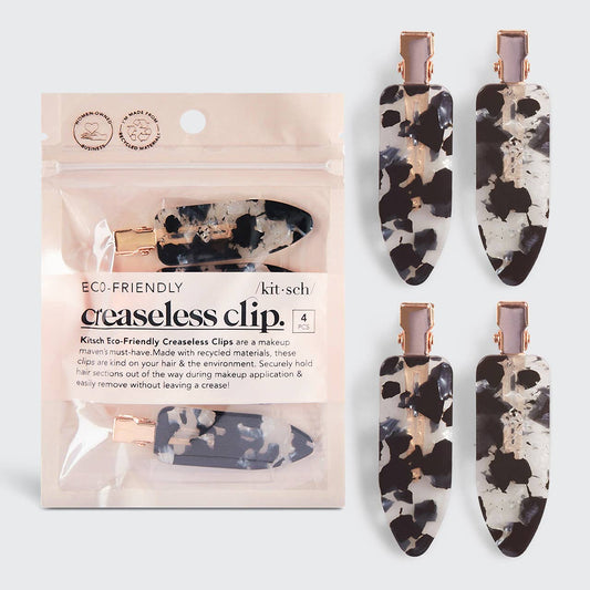 Eco-Friendly Creaseless Clips 4pc Set - Black Terrazzo Kitsch
