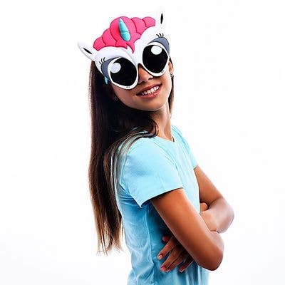 Pink Hair Unicorn Big Eyes White Unicorn Sun-Staches H2W Tx/Fl