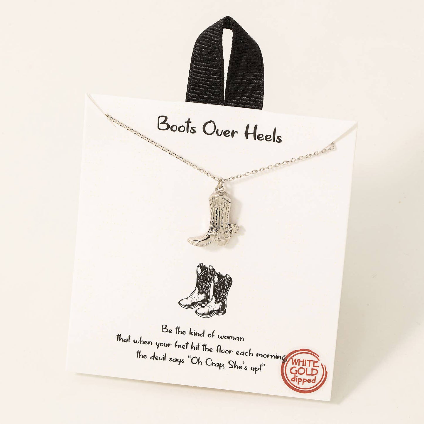 Dipped Western Cowboy Boots Pendant Necklace: Gold or Silver Tone Fame