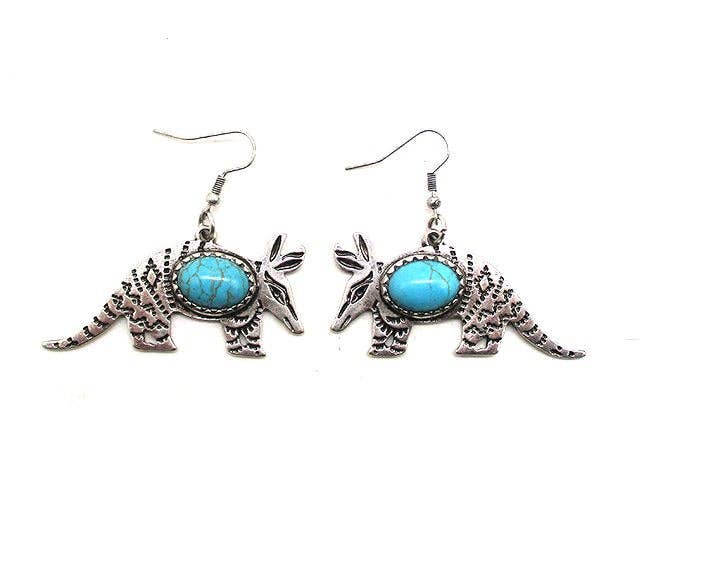 WESTERN ARMADILLO DESGIN TURQUOISE EARRINGS Snowing