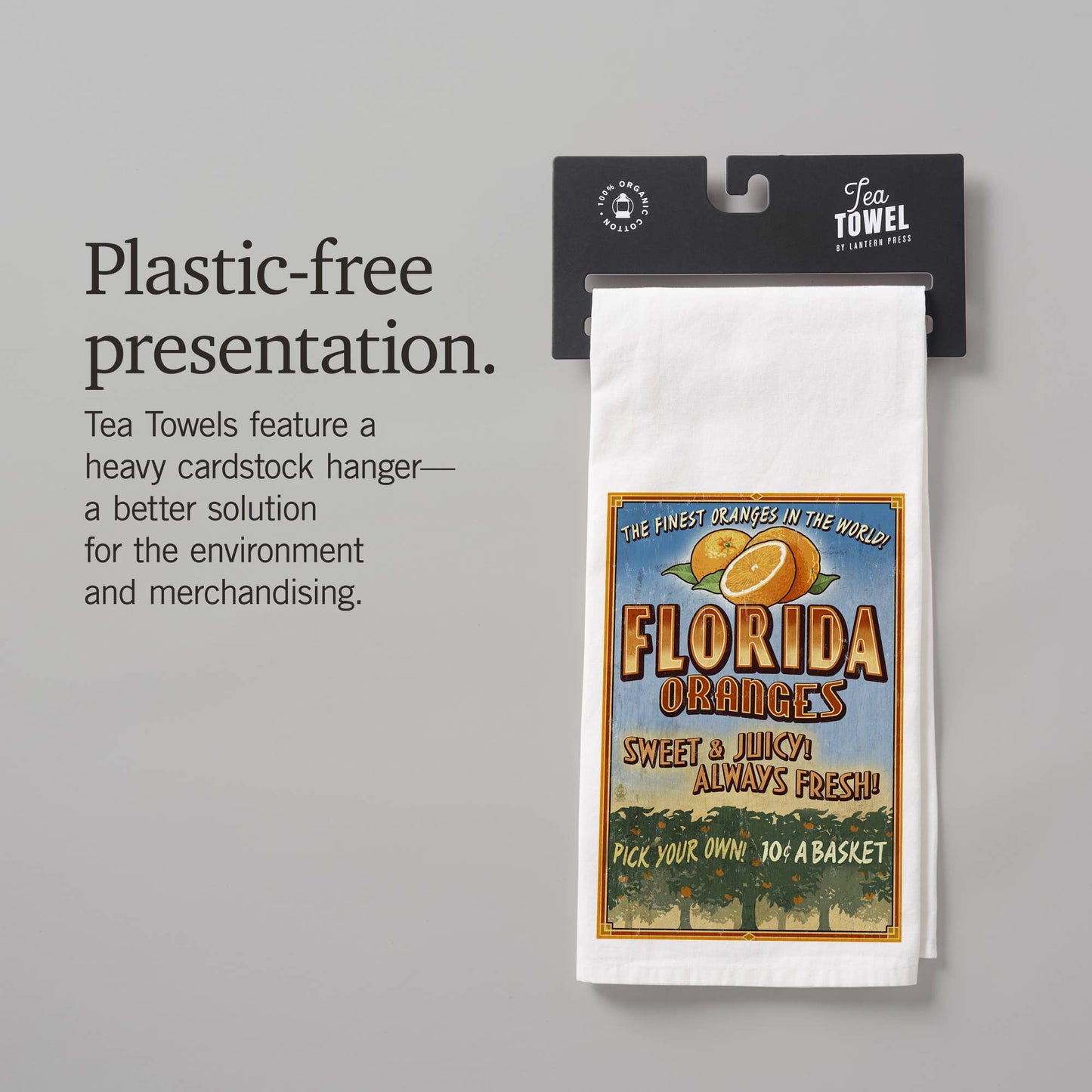 ORGANIC TEA TOWEL Florida, Orange Grove Vintage Sign: Organic Tea Towel