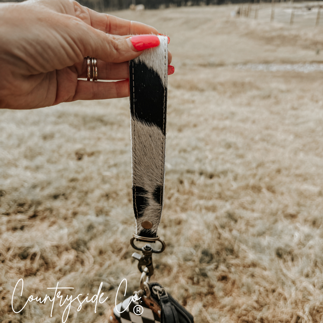 The Sidekick Checkered Mini Wallet Keychain Texas Western Cowhide