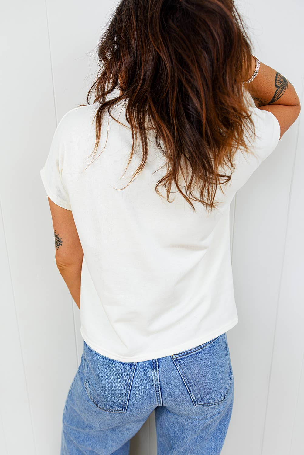 Leopard Bow Embroidered Cotton Round Neck T Shirt| White / LDC