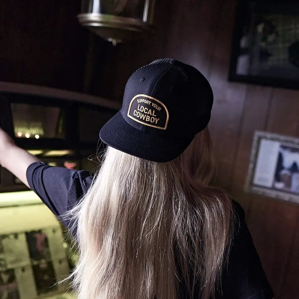 Support Your Local Cowboy Trucker Hat Black out