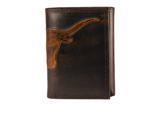 Texas Longhorns Zep  Burnished Leather Trifold Wallet