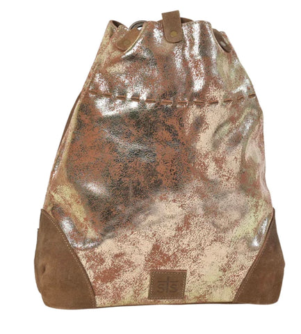 Flaxen Roan Drawstring Metallic Gold Concealed Carry Backpack STS Ranchwear