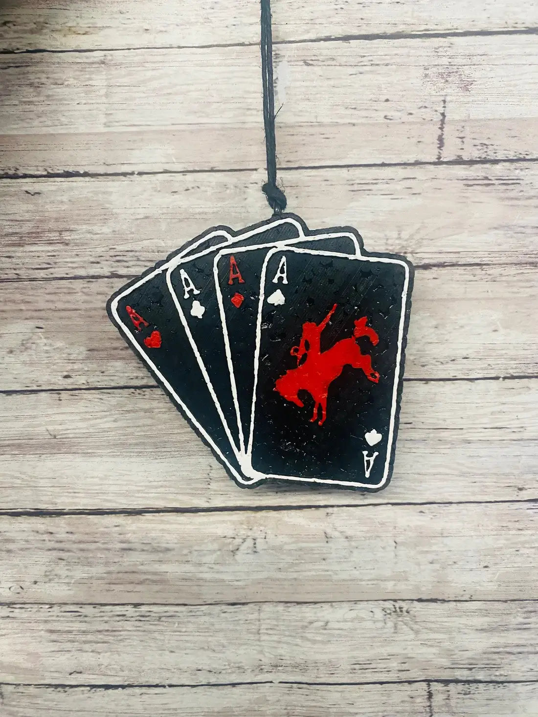 Playing Cards with Bucking Horse Car Freshie: Naked Cactus-F