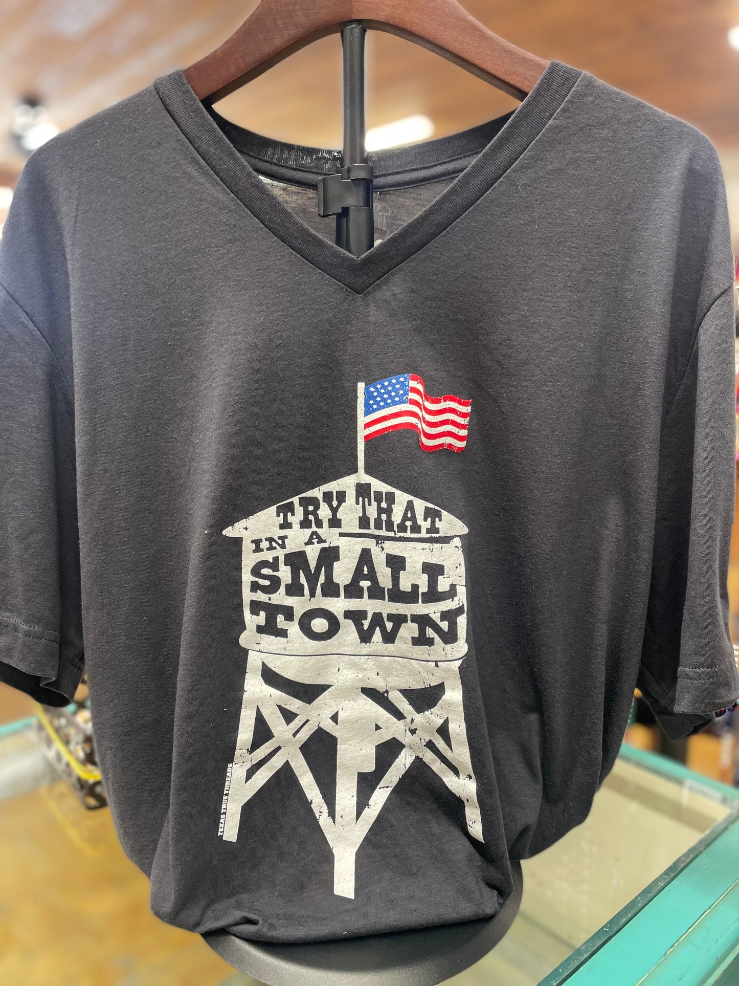 Try That in a Small Town V Neck T Shirt Last One 2XL