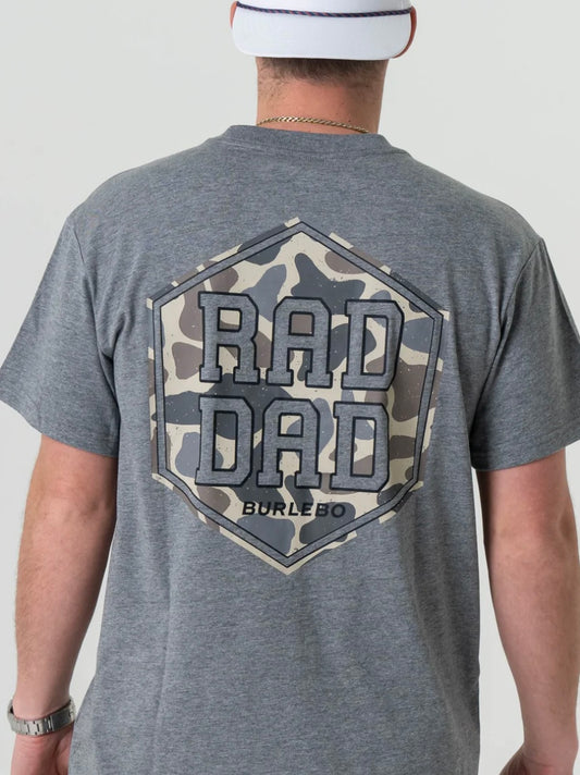 Rad Dad Deer Camo Short Sleeve T Shirt Dark Heather Grey Burlebo