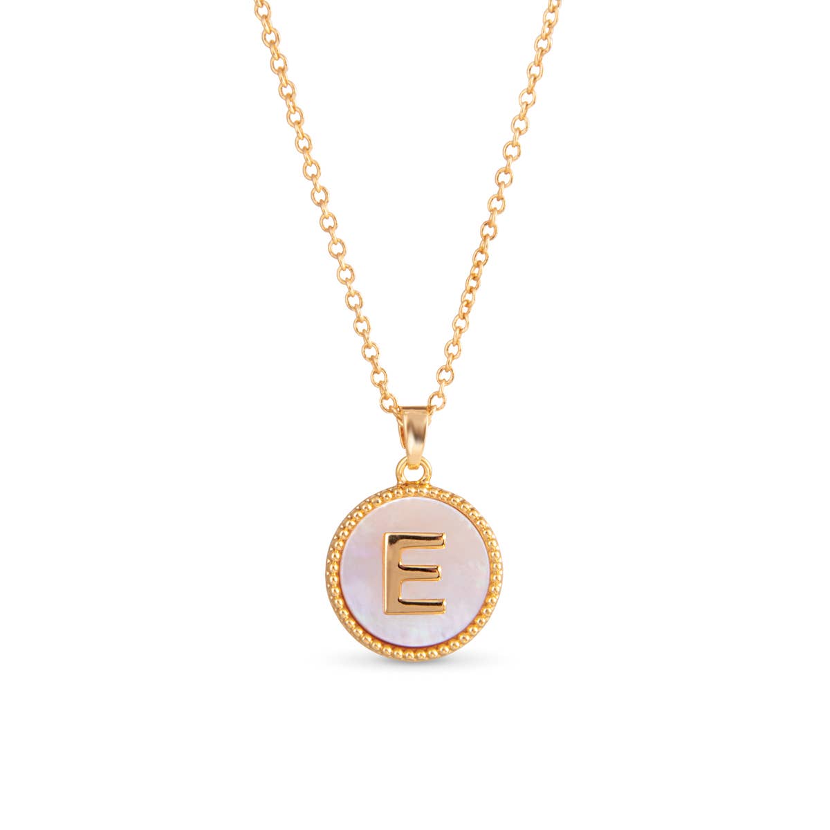 Gold Mother of Pearl Initial Necklaces |