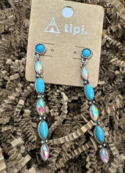 Iridescent And Turquoise Dangle Earrings