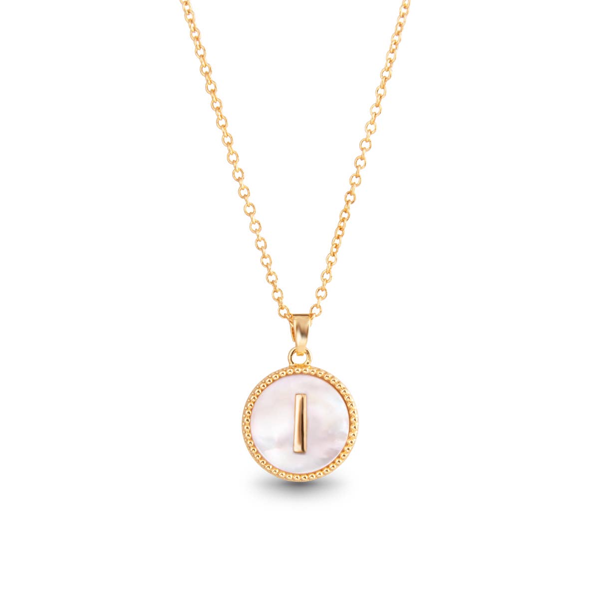 Gold Mother of Pearl Initial Necklaces | 18 Letters: C