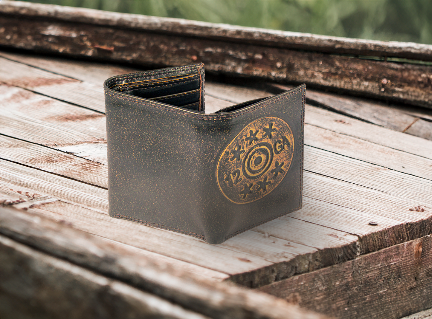 Shotshell Burnished Leather Zep Trifold Wallet