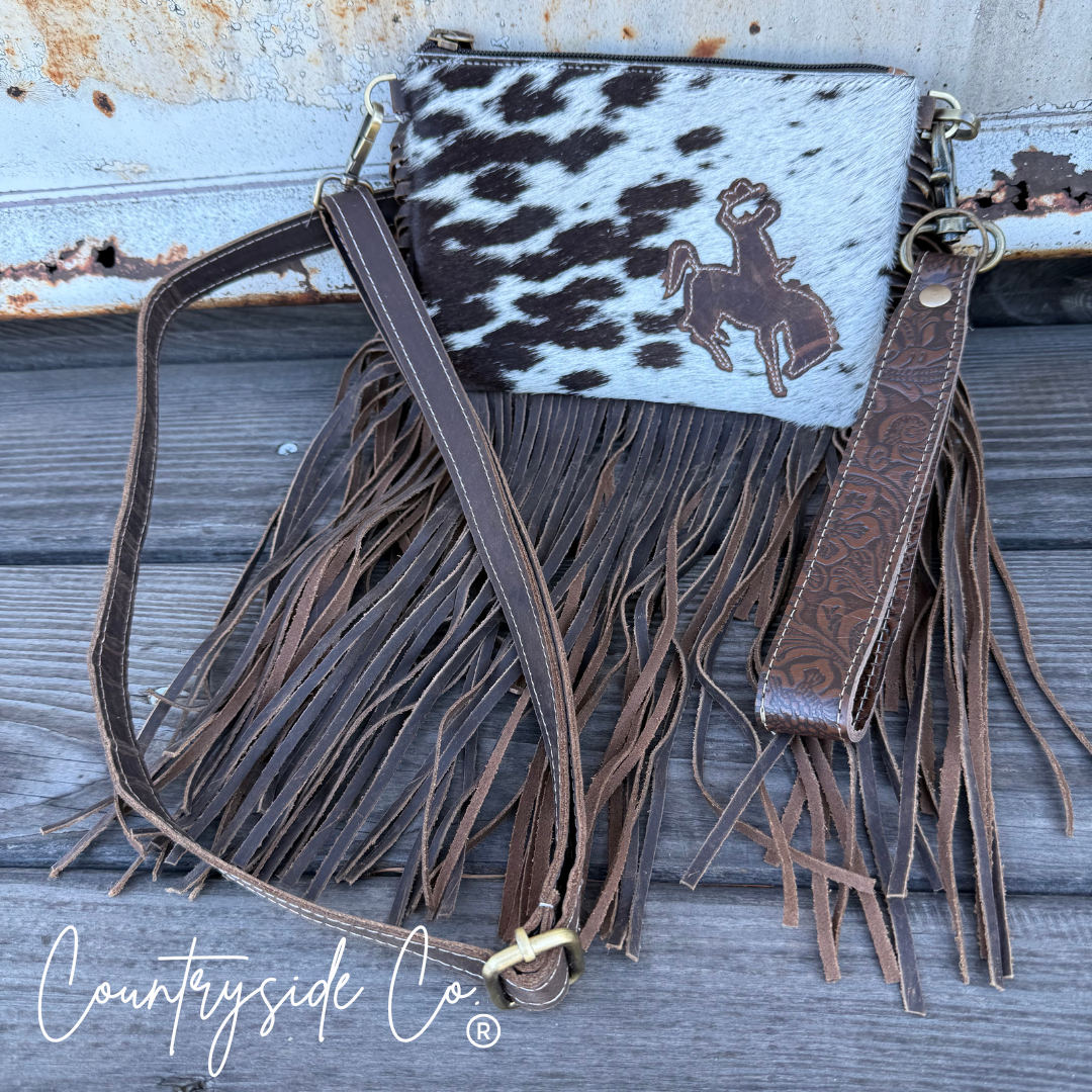 Rodeo Rider Cowhide Purse Crossbody with Wristlet Texas Western Cowhide