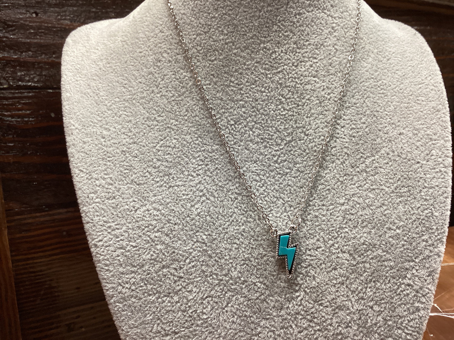 Silver Necklace w/Turquoise Lightning Bolt