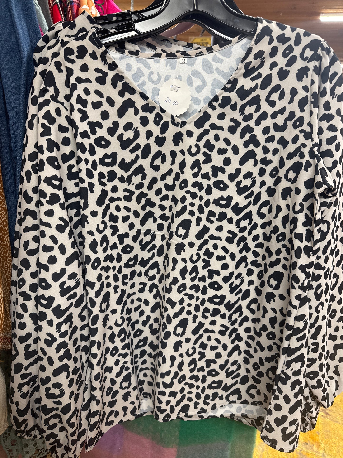 Gray Leopard long sleeve top