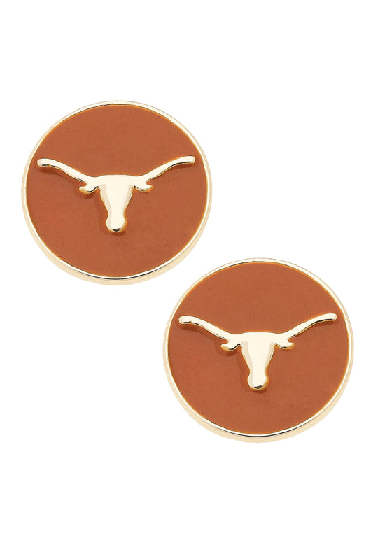 Texas Longhorns Logo Circle Stud Earrings Canvas