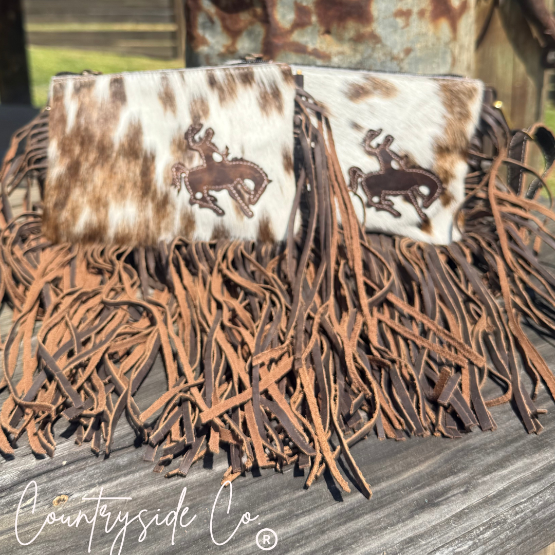 Rodeo Rider Cowhide Purse Crossbody with Wristlet Texas Western Cowhide