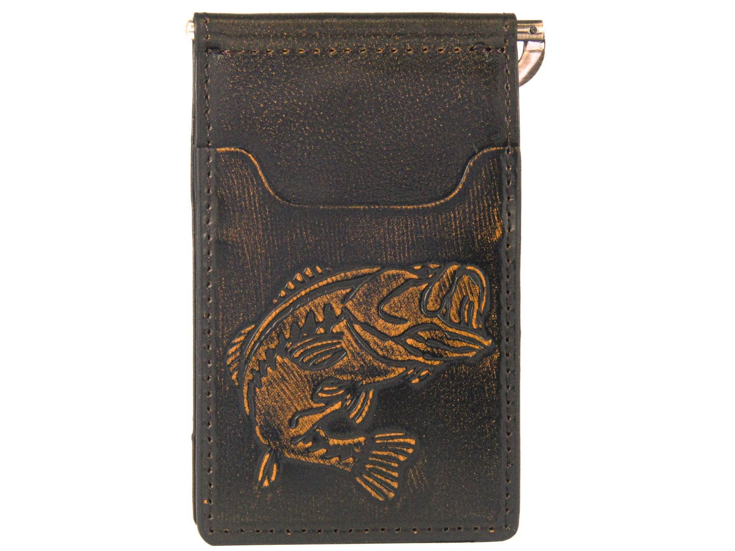 Bass Burnished Leather Zep Front Pocket Clip Wallet