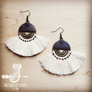 Cream Fan Tassel Earrings Jewelry Junkie