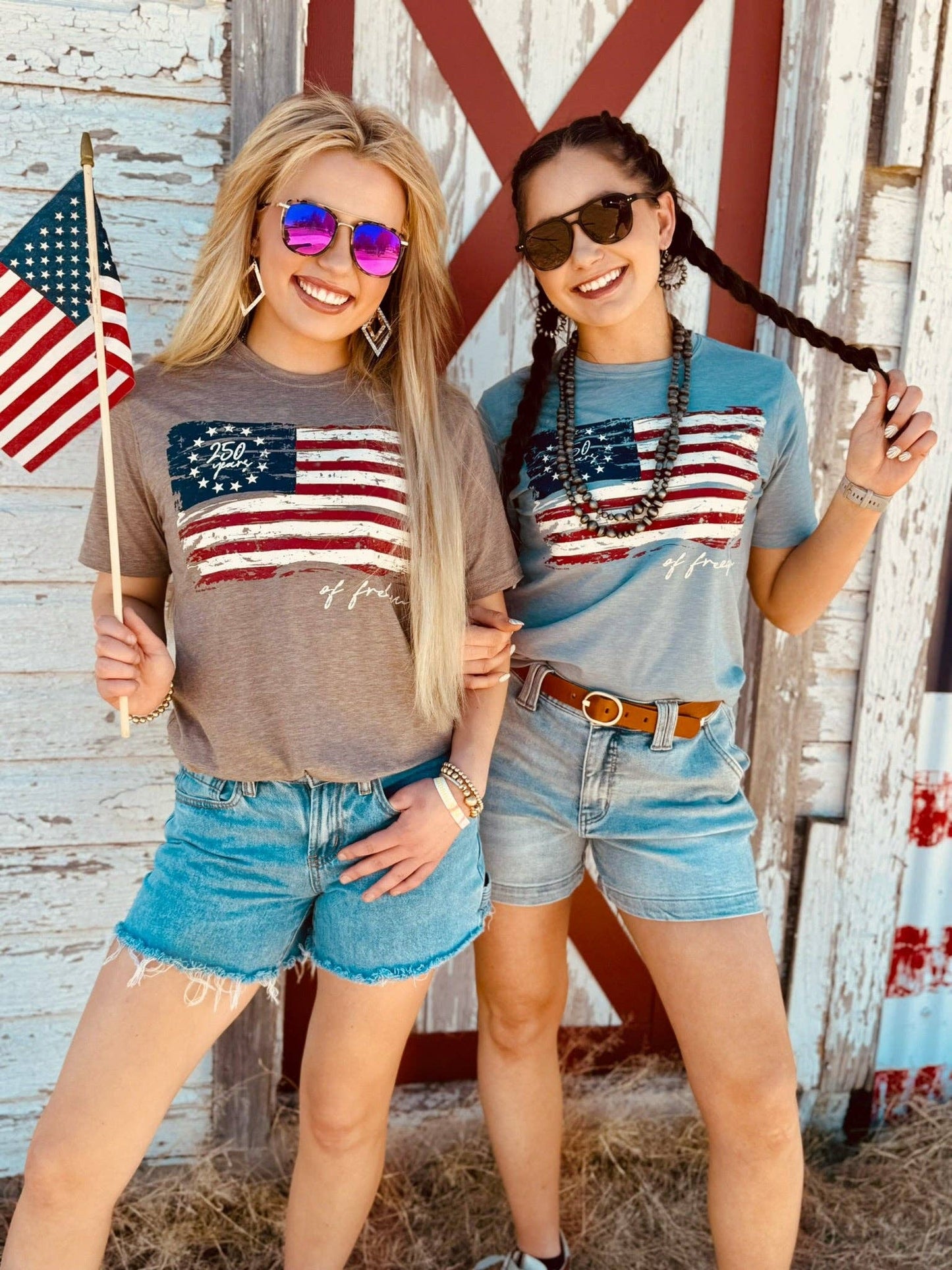 250 Years of Freedom Tee: Stonewash Denim Texas True