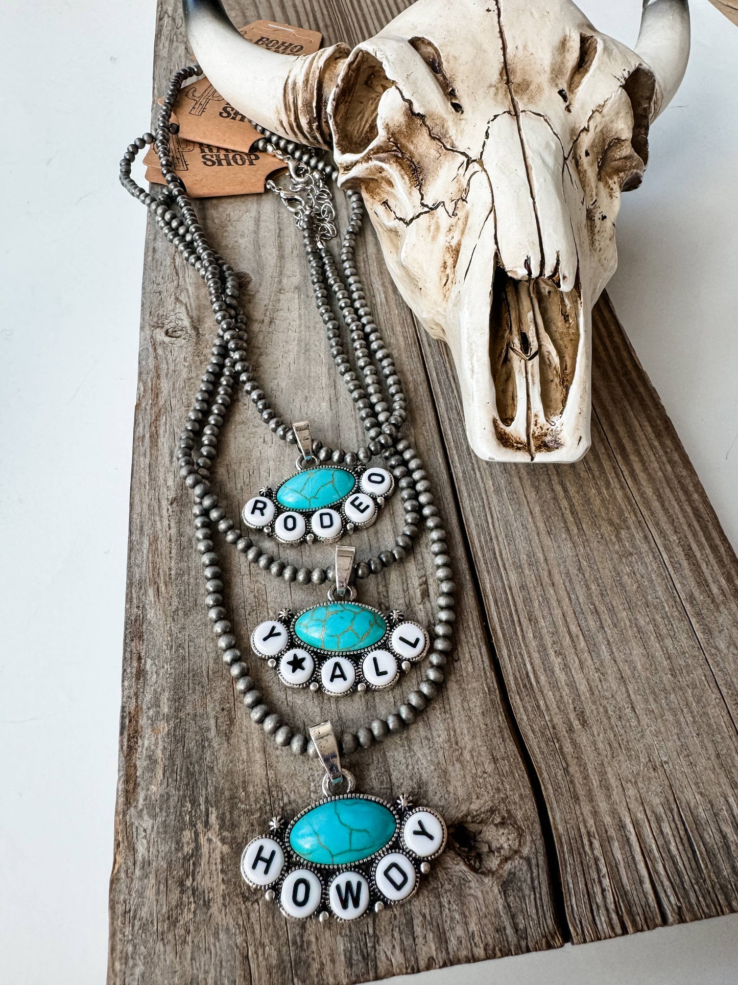 Rodeo Yall Howdy - Bead Pendant Necklace: YALL