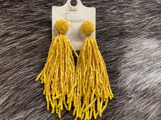 Yellow beaded earrings