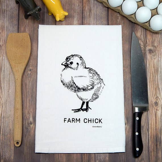 Farm Kicthen Towel | Tea Towels | Chicken Dish Towels: Black Green Bee