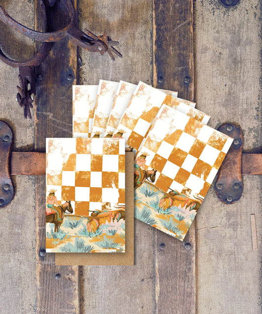 Mini Western Checkered Ranch Greeting Card Set Tirzah