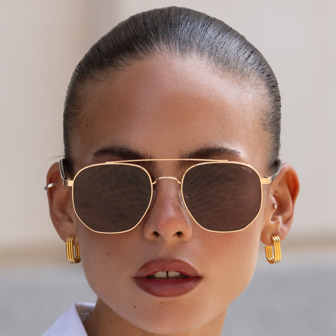 Austin Unisex Sunglasses : Gold / Brown Freyrs
