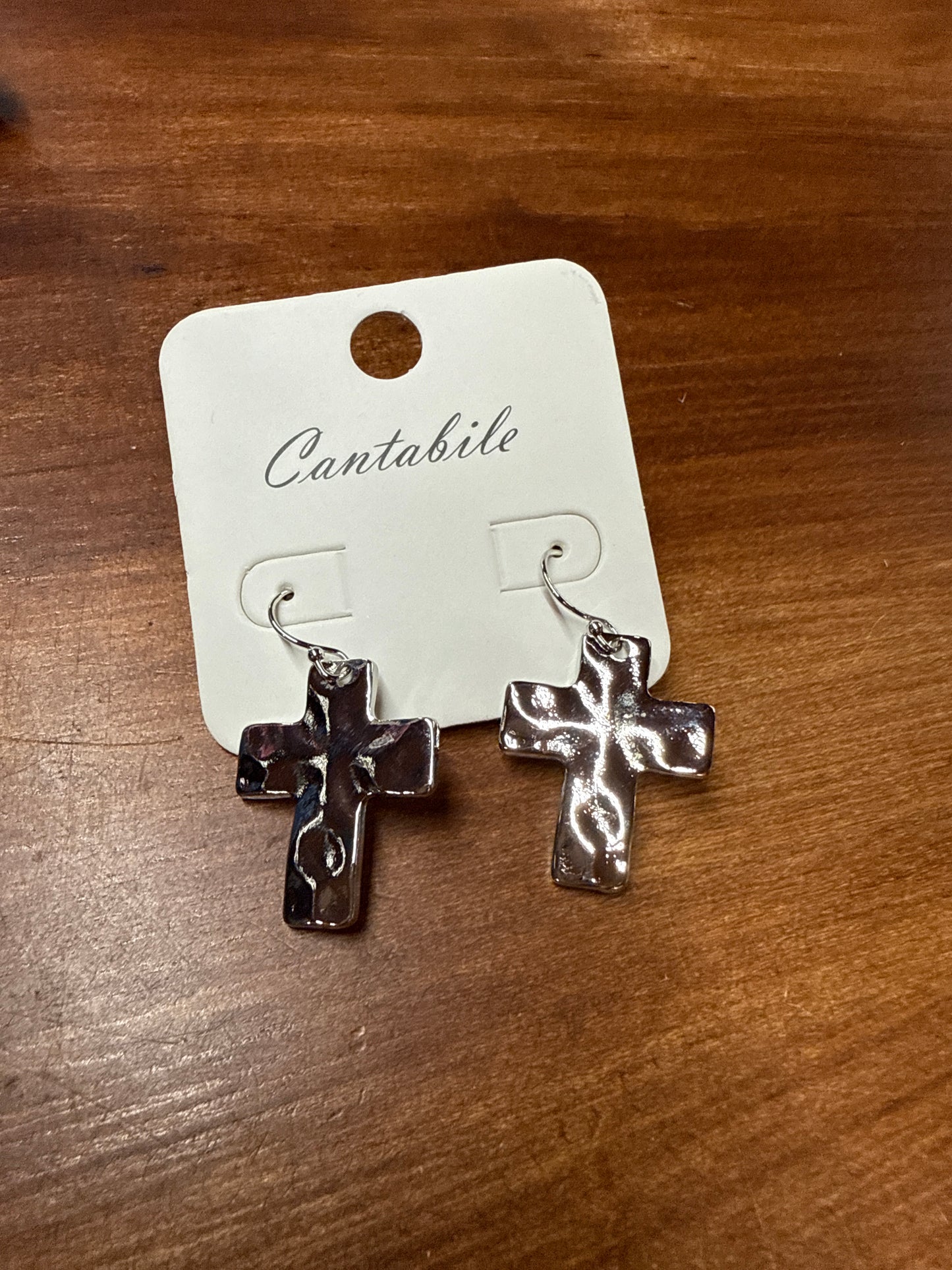 Hammered Cross Earrings