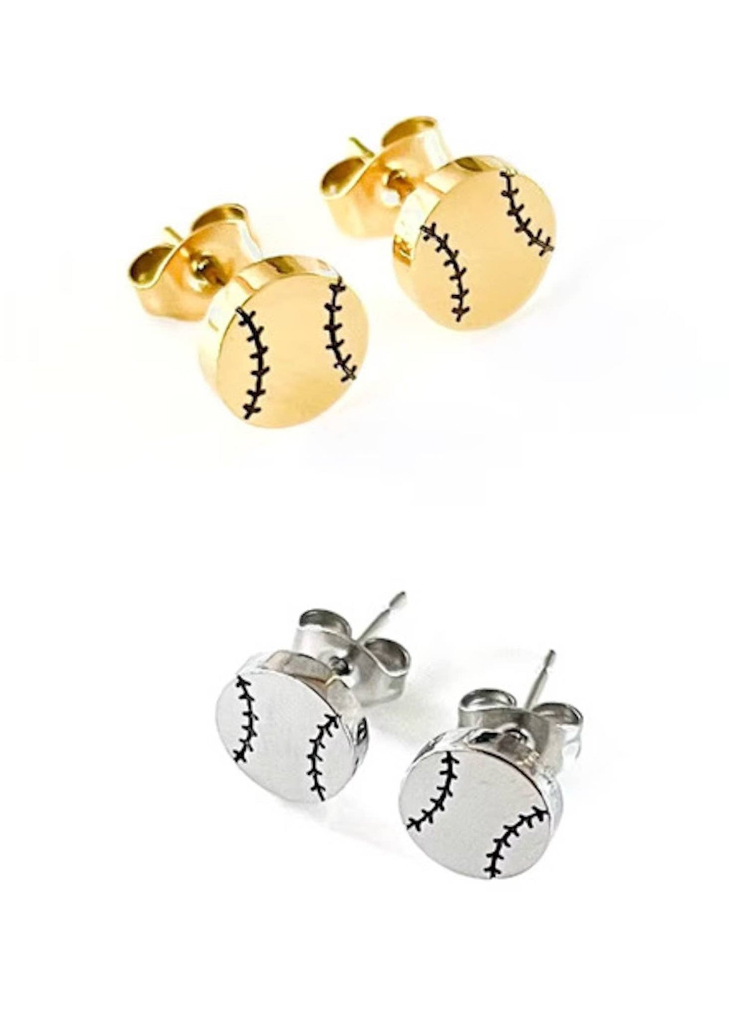 Baseball or Softball Stud Earrings in Gold or Silver: JInk FL