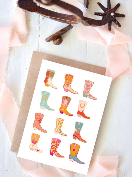 Western Cowboy Boot Cowgirl Card, Western Encouragement Card Tirzah