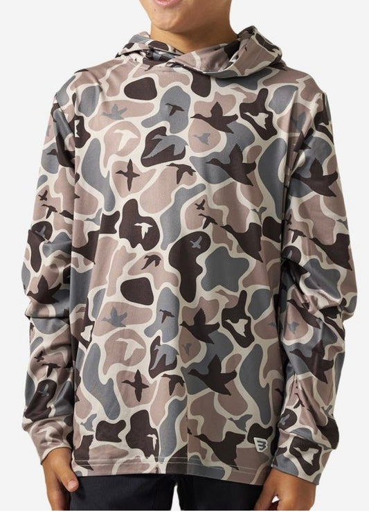 Mallard Mayhem Youth Burlebo Performance Hoodie with UPF 50 Sun Protection Tx/ Fl Y-PH-MMAYC