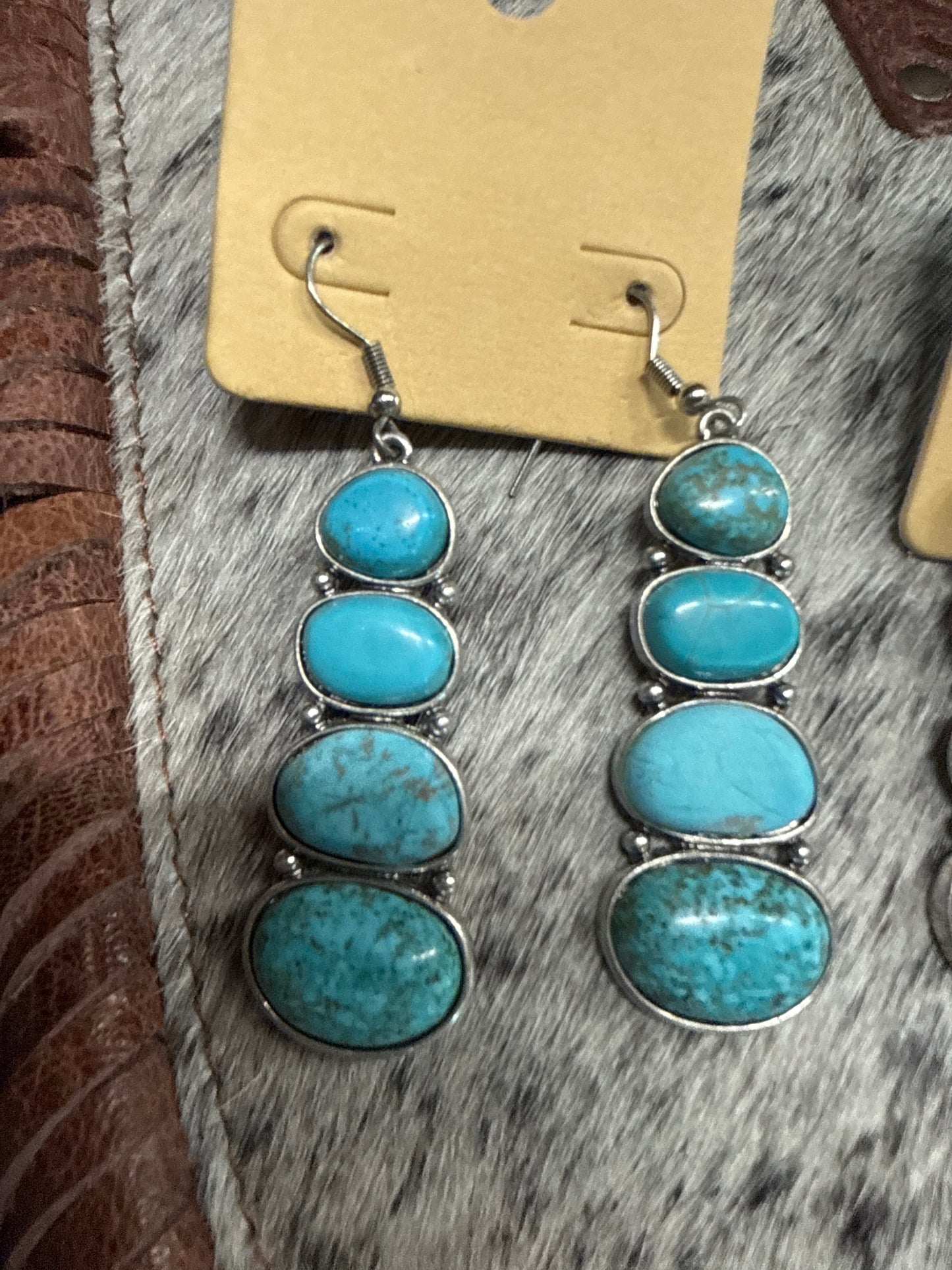 Quad Stone Tiered Western Earrings