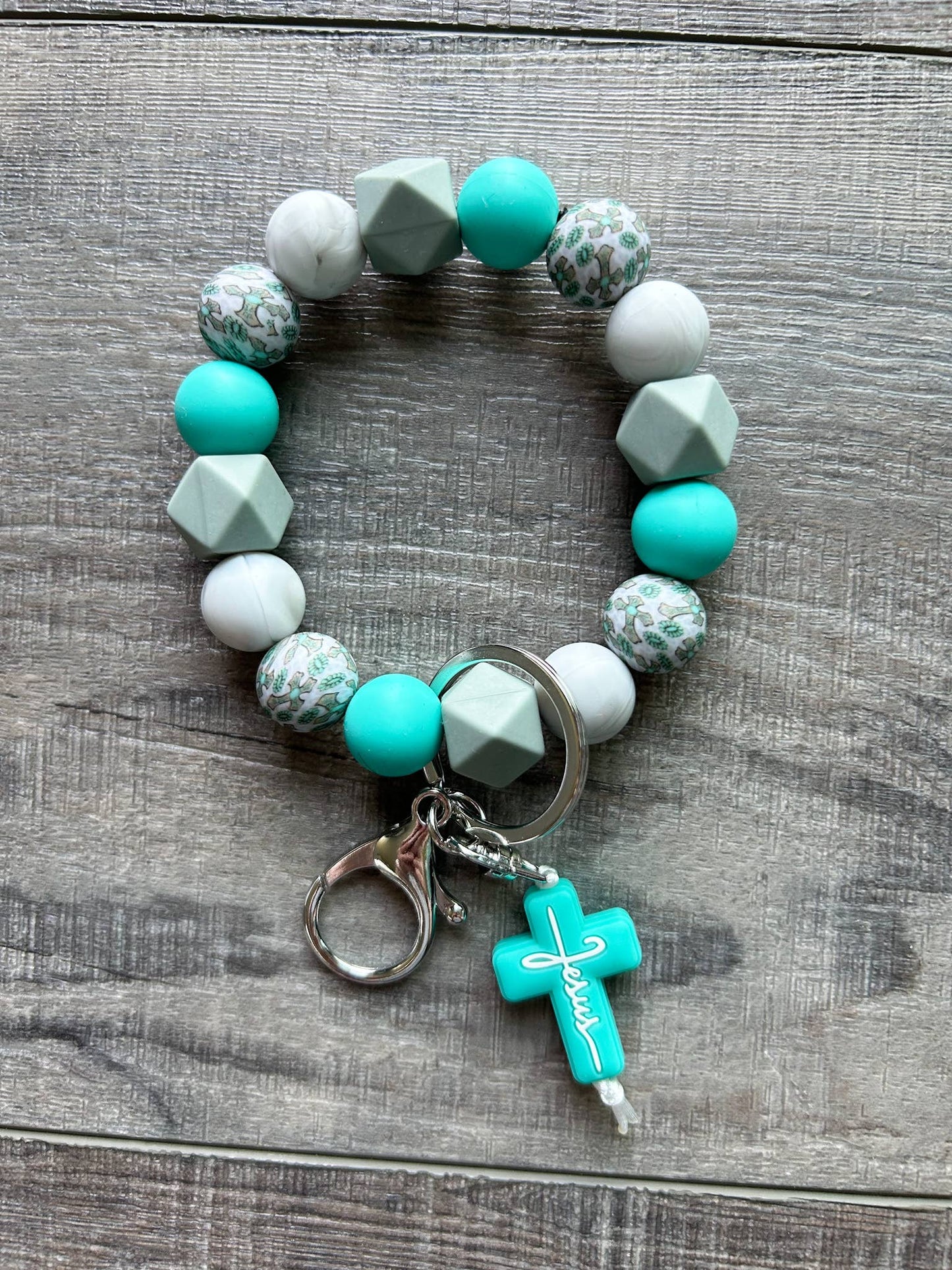 Faith Jesus Cross Wristlet Keychain: JInk Tx/Fl