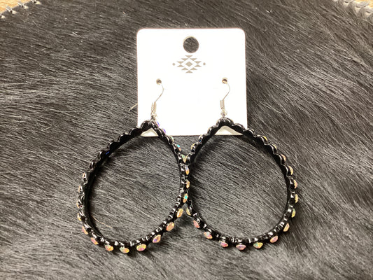 Rhinestone Teardrop black Bling earrings