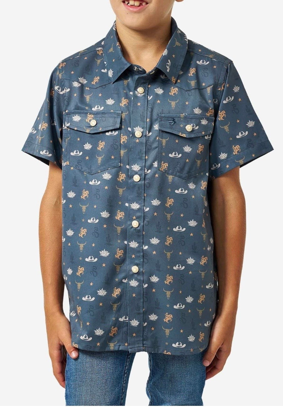 Youth Desert Nights Burlebo Western Performance Shirt with Pearl Snap Tx/Fl