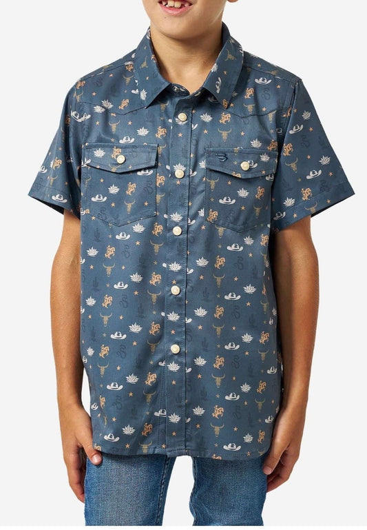 Youth Desert Nights Burlebo Western Performance Shirt with Pearl Snap Tx/Fl Y-PWS-DESN