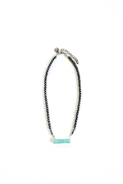 16" Faux Navajo Pearl Necklace With Turquoise Bar west & Co