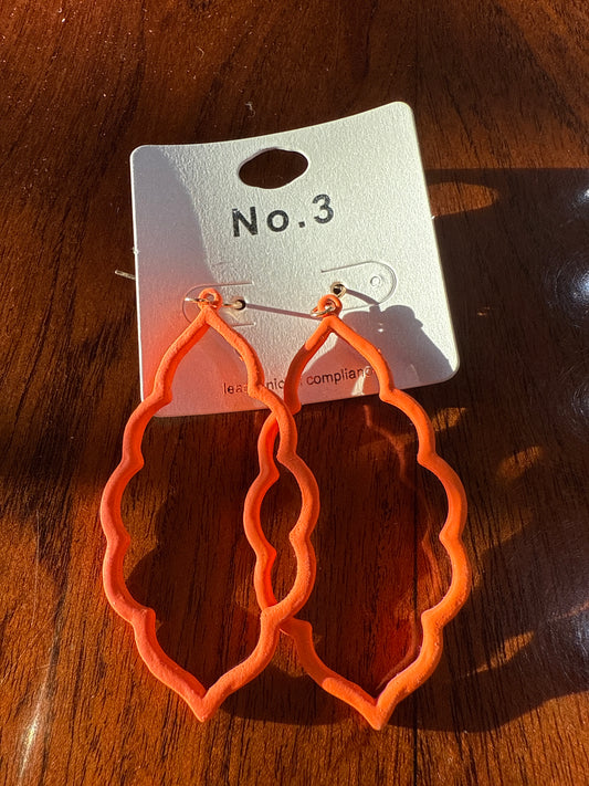 Fluorescent scalloped Orange Earrings