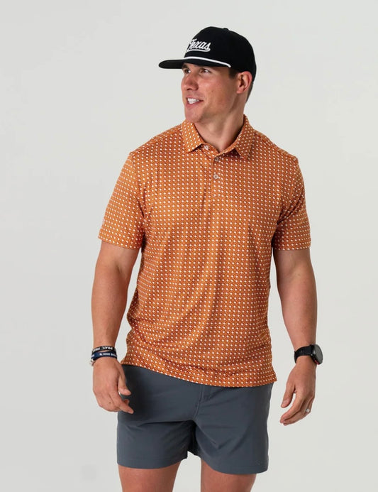 Texas Orange & White Performance Polo Burlebo