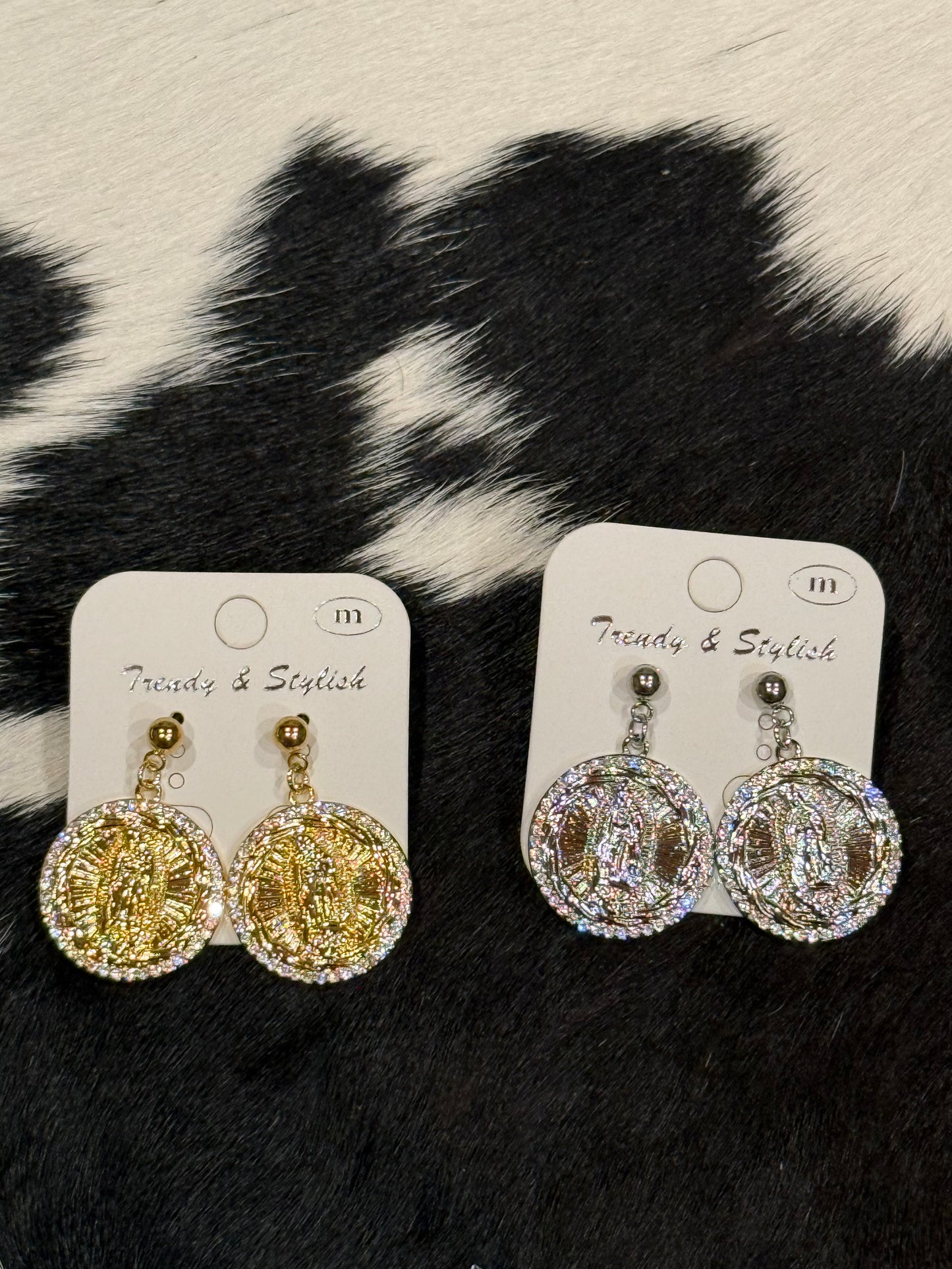 Lady Guadalupe Coin Type Earrings